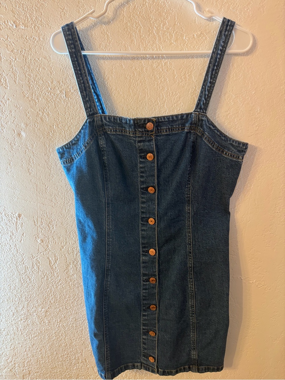 GAP Denim Button-Front Mini Dress in Dark Blue